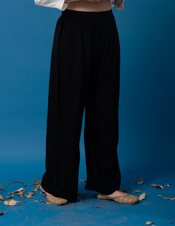 Handmade Black Modal Cotton Plazzo