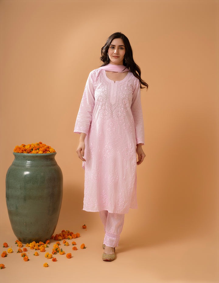 Haniya Mulmul Cotton Chikankari Set