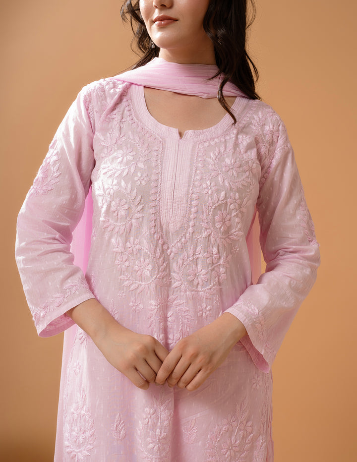Haniya Mulmul Cotton Chikankari Set