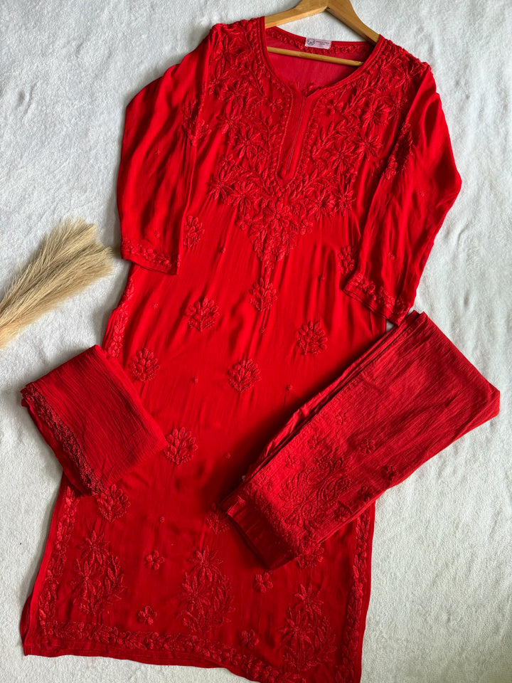 Zarina Viscose Georgette Straight Kurta Pant Set