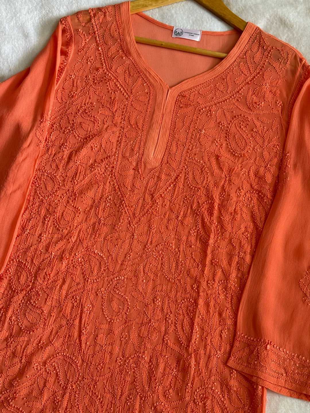 Viscose Georgette Resham Thread Embroidery Chikankari Kurta