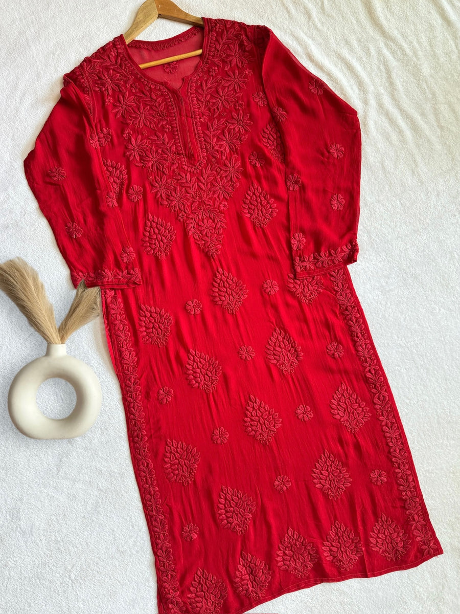 Viscose Georgette Kurta With 3D Handwork