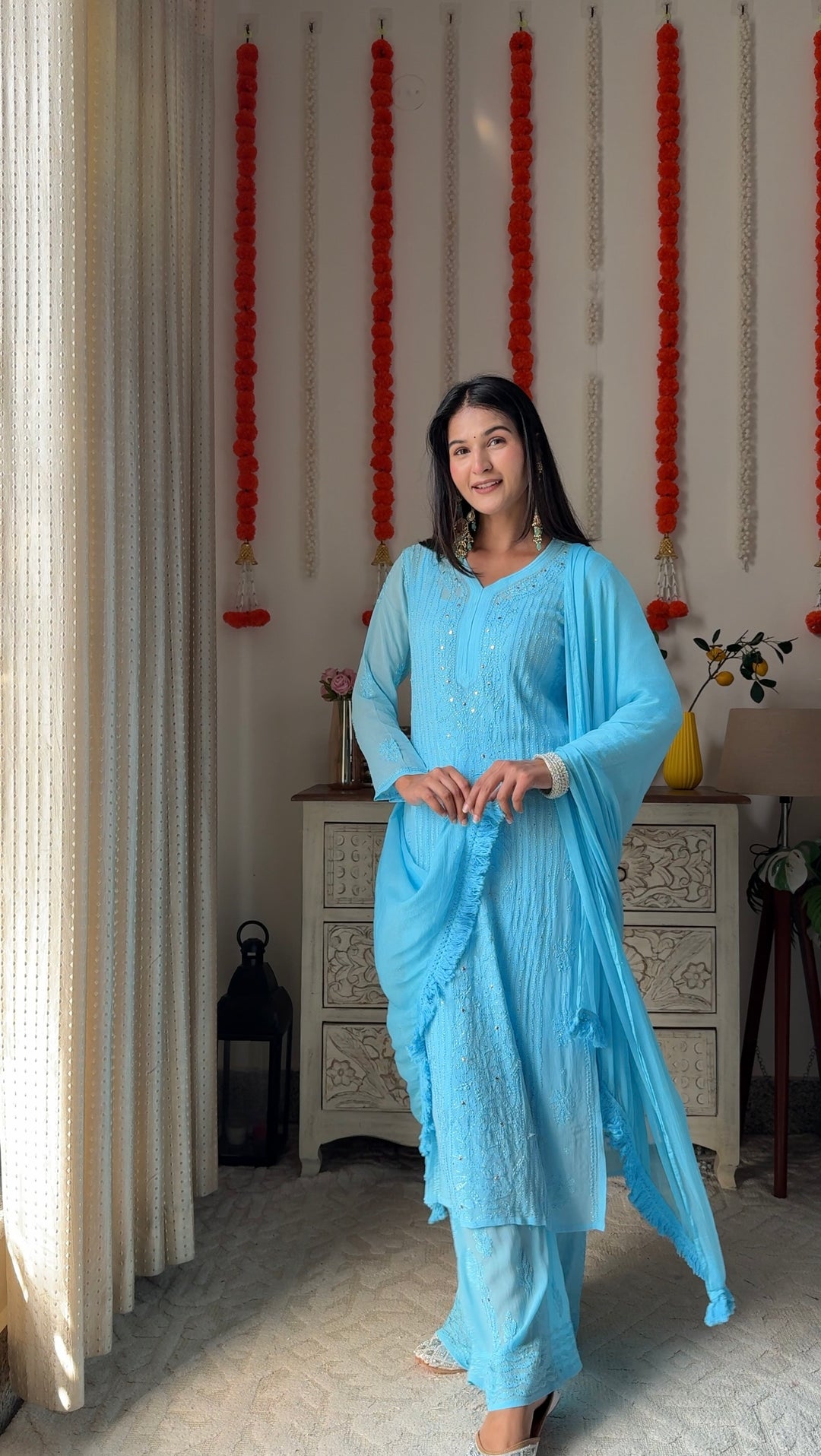 Swati Rathi in Viscose Georgette Mukaish Set With Resham Thread Handwork