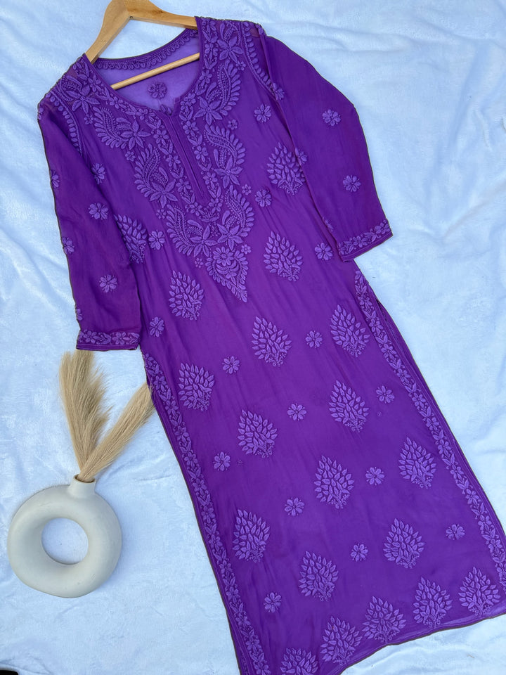 Viscose Georgette Kurta With 3D Handwork