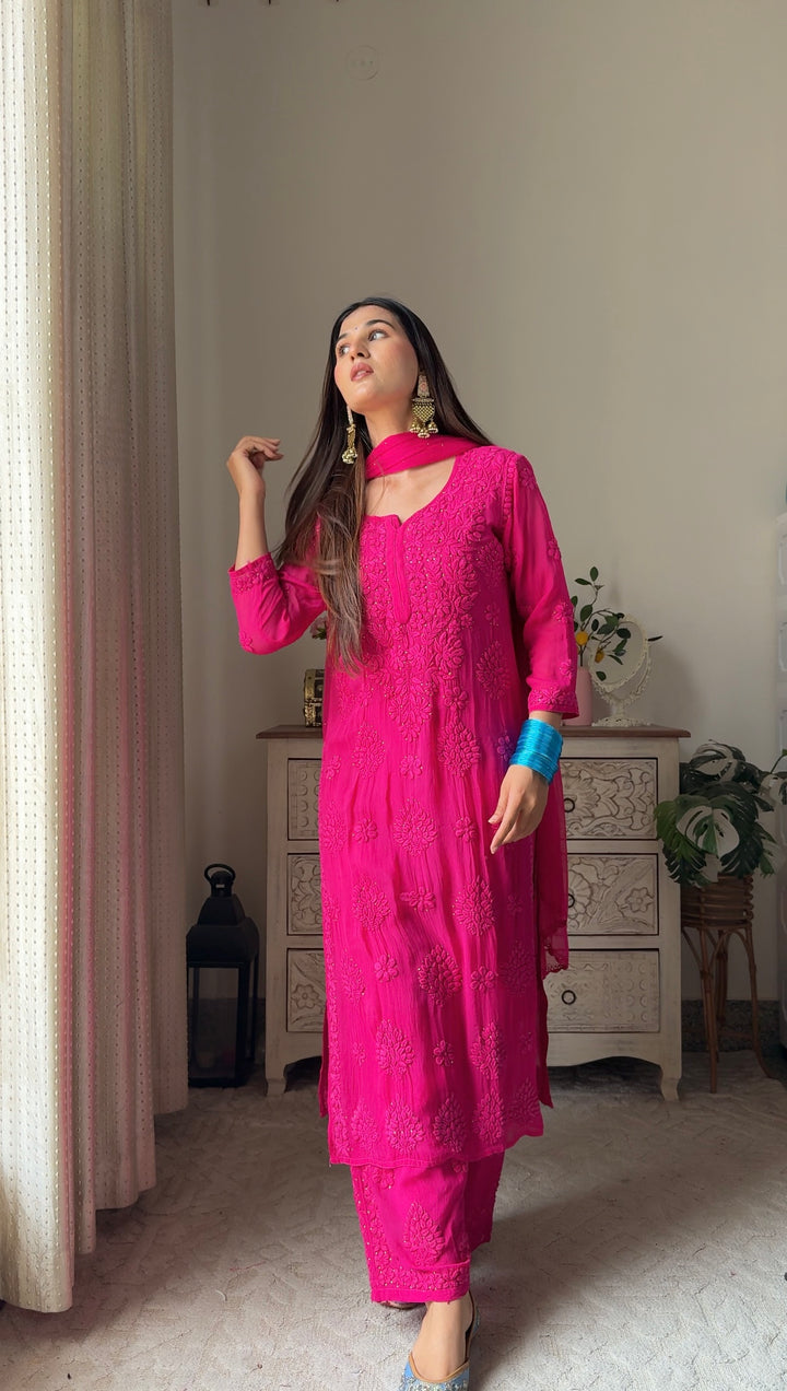 Swati Rathi in Noor Viscose Georgette Mukaish Set With 3D Handwork