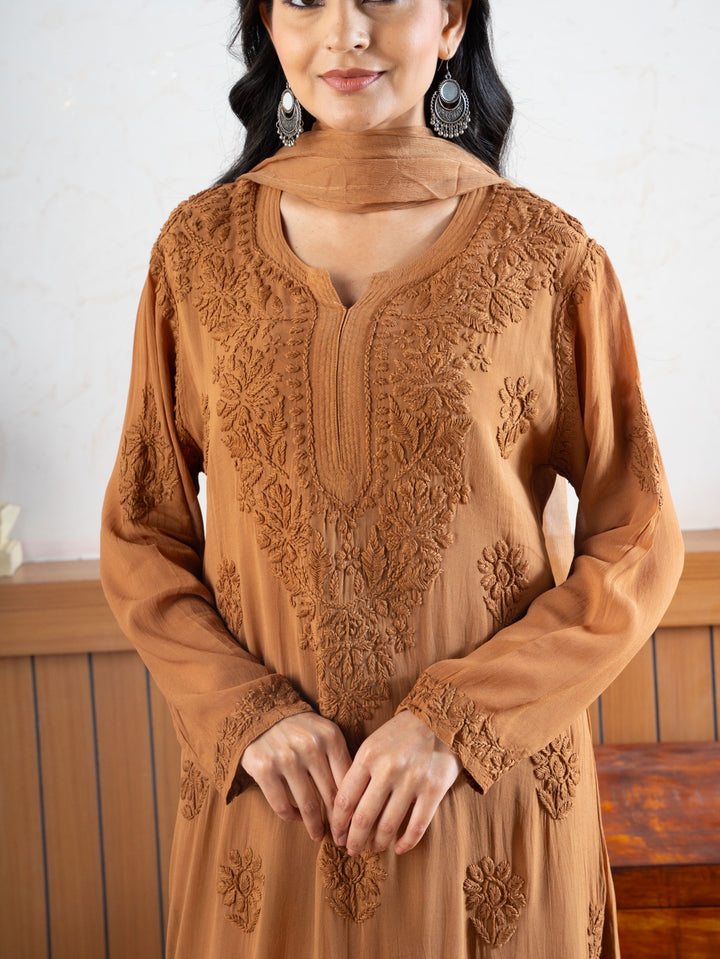Viscose Georgette Straight Kurta Set With 3D Work