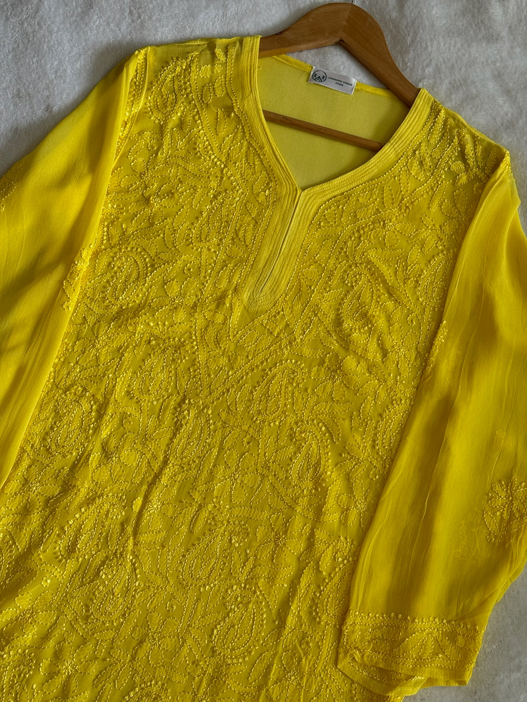 Viscose Georgette Resham Thread Embroidery Chikankari Kurta