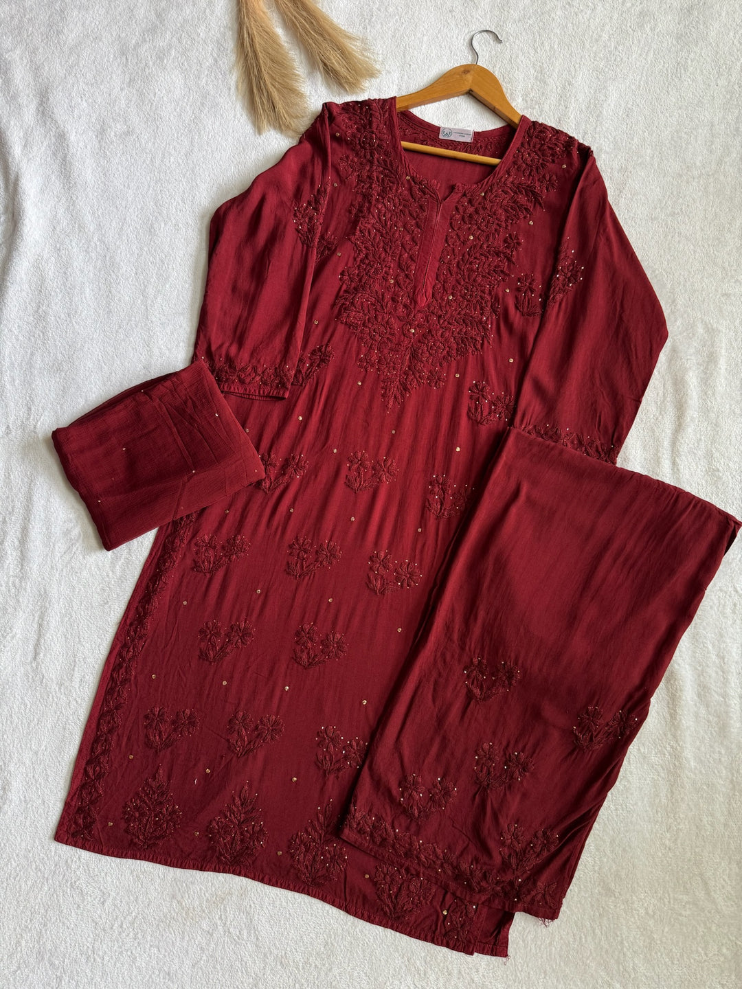 Nazakat Rayon Cotton Chikankari Kurta Set