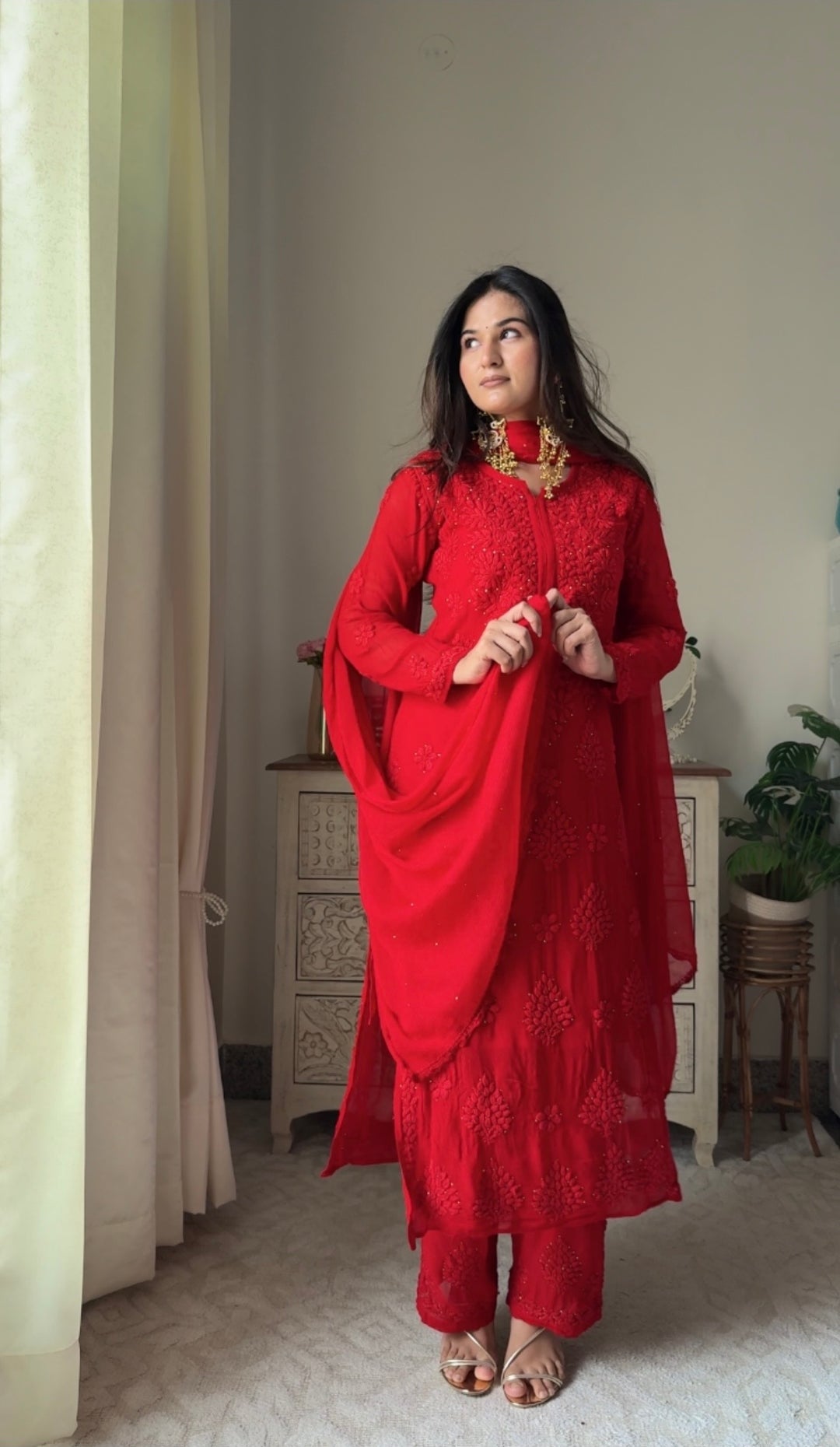 Noor Viscose Georgette Mukaish Set With 3D Handwork