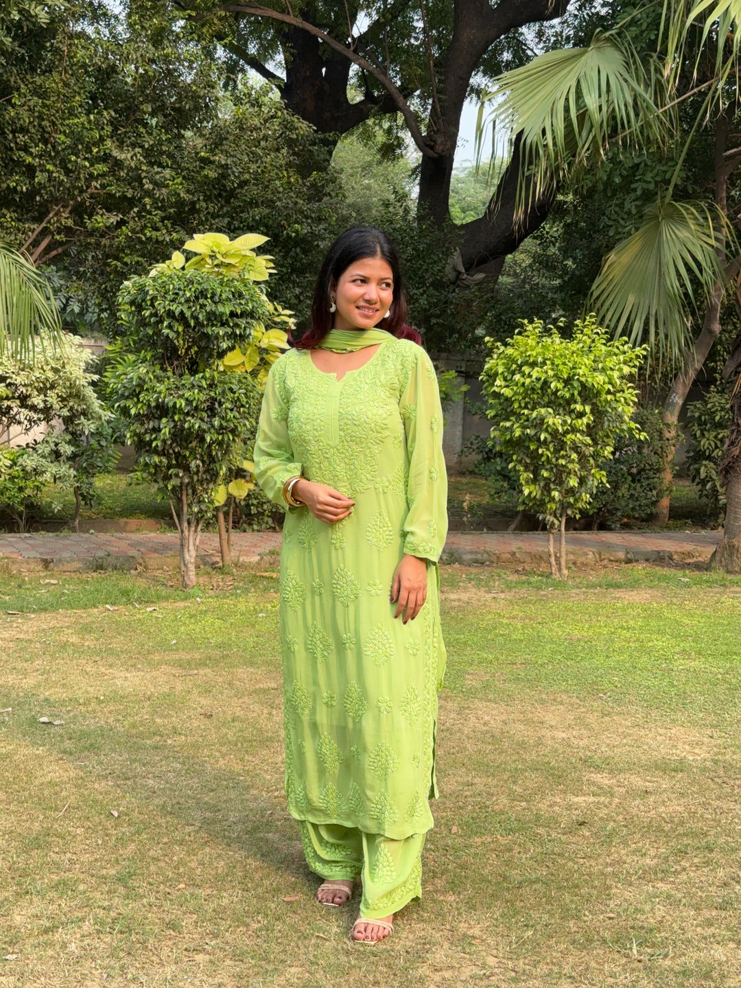 Noor Viscose Georgette Mukaish Set With 3D Handwork