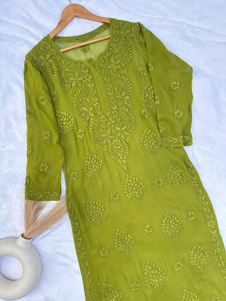 Viscose Georgette Kurta With 3D Handwork