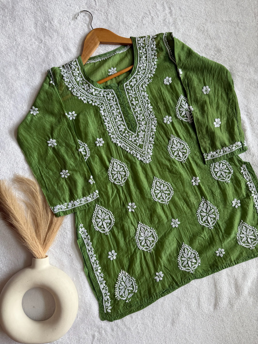Abia Mul Chanderi Short Kurta