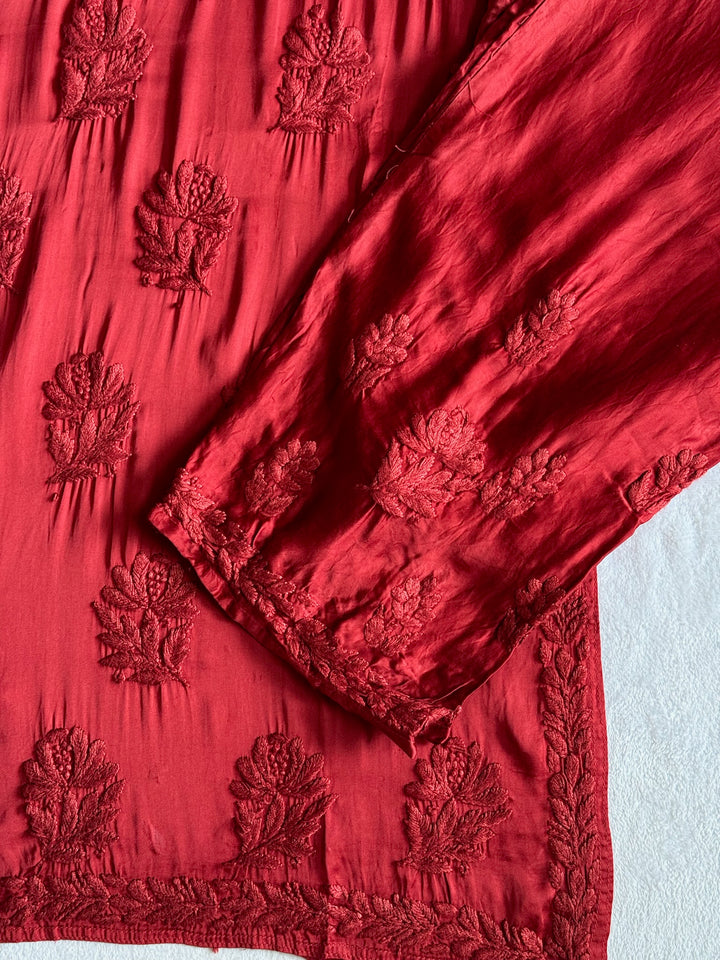 Inaya Satin Chikankari Kurta Set With 3D Handwork