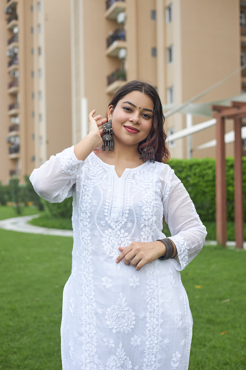 Saba Kota White Chikankari Set