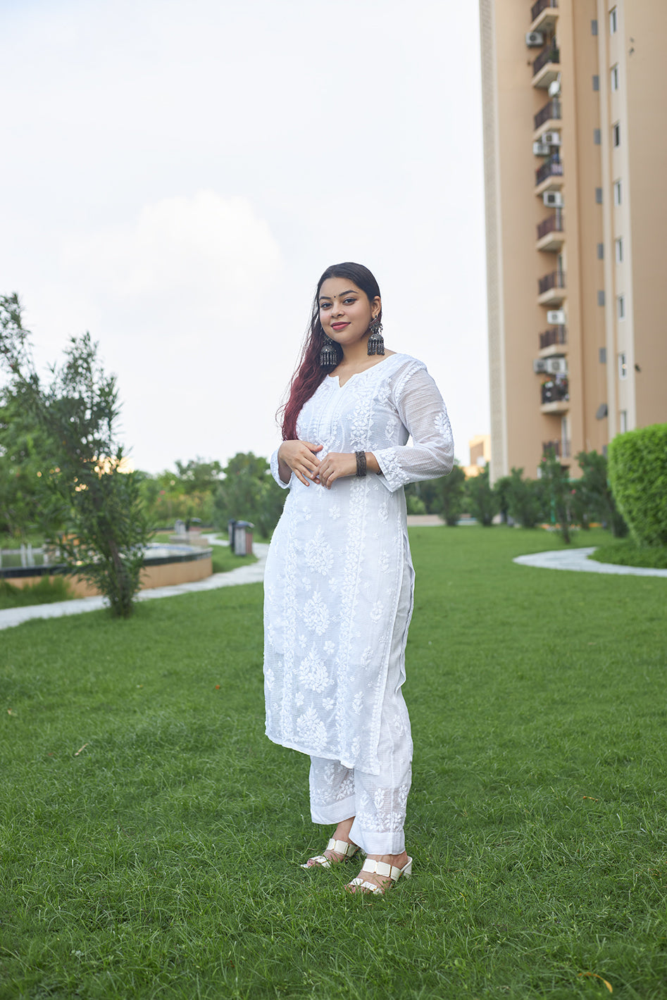 Saba Kota White Chikankari Set