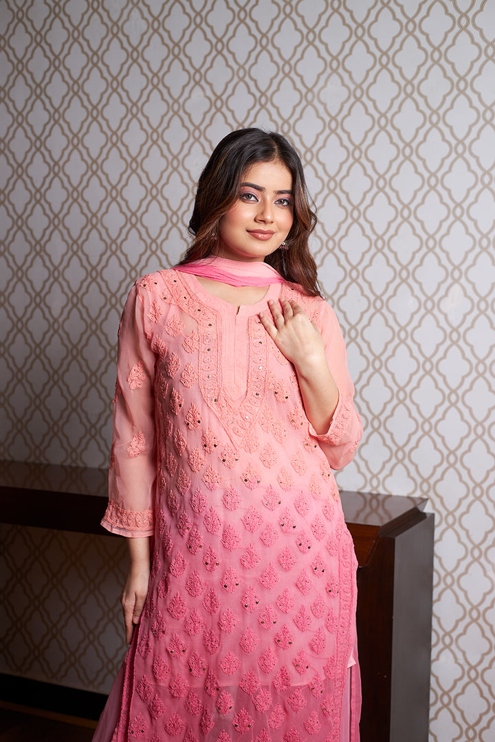 LCS Peach Pink Mukaish Set