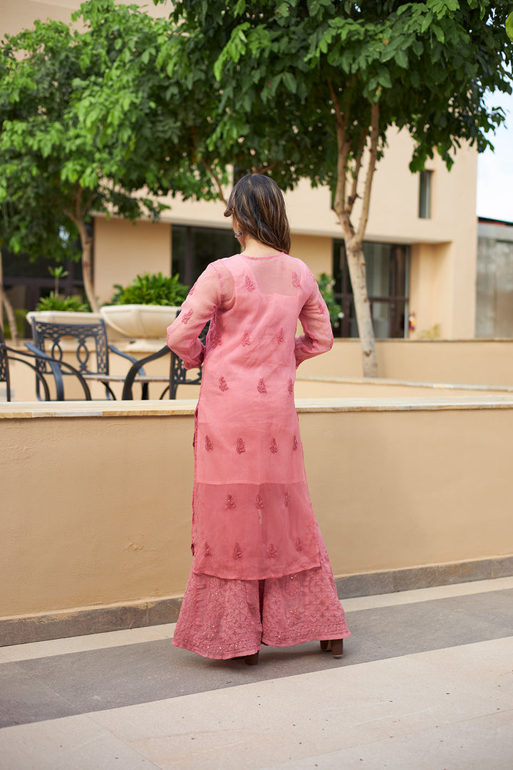 LCS Rust Brown Mukaish Set