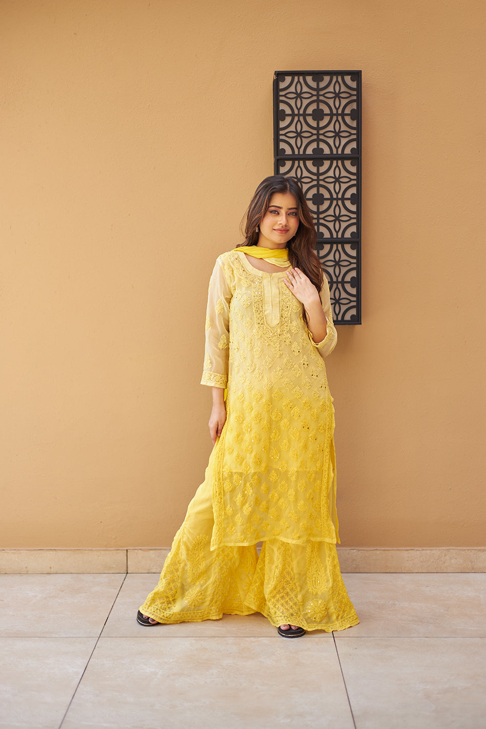 LCS Ombre Yellow Mukaish Set