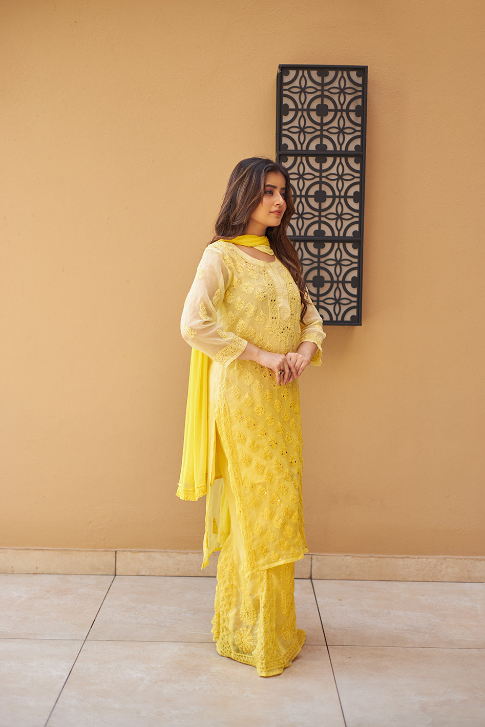 LCS Ombre Yellow Mukaish Set