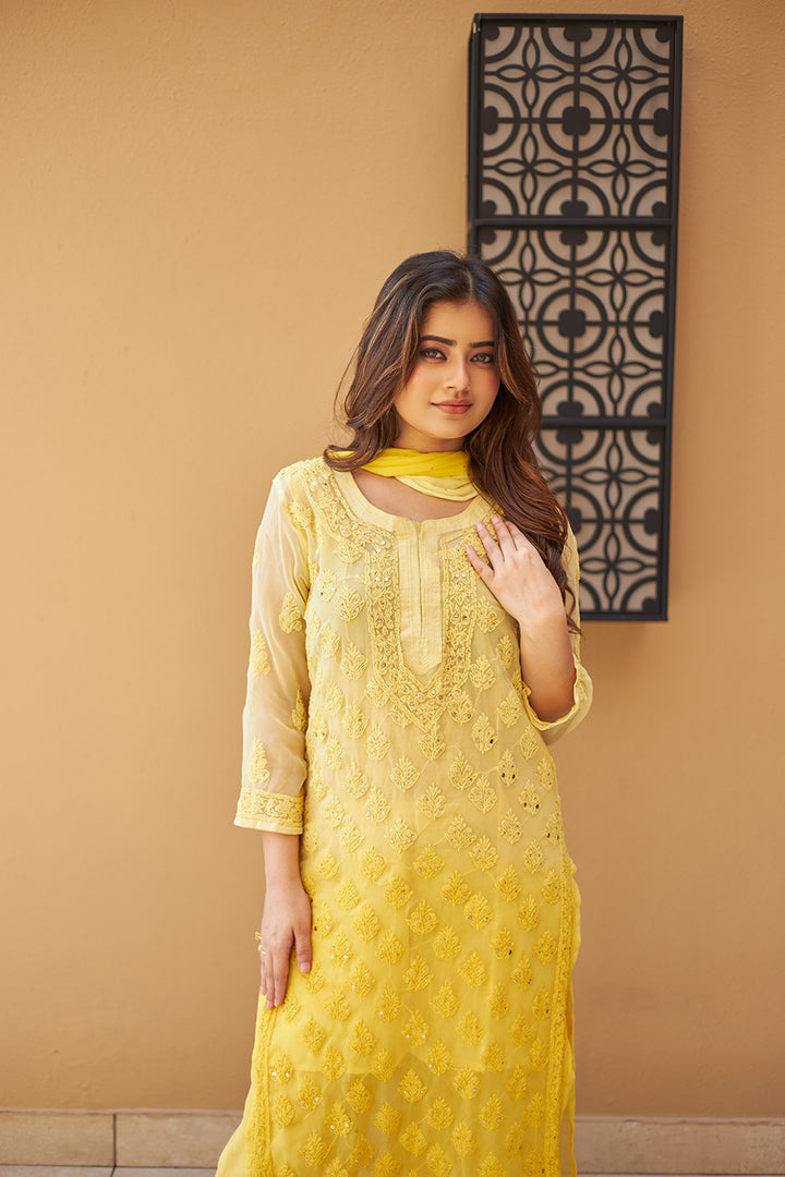 LCS Ombre Yellow Mukaish Set