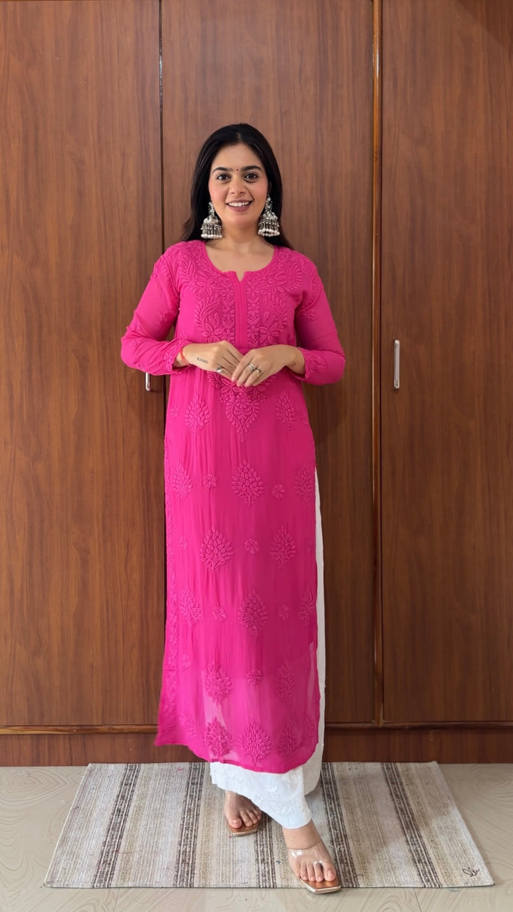 Santoshi Megharaj in Viscose Georgette Kurta With 3D Handwork
