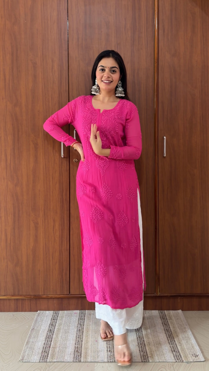 Santoshi Megharaj in Viscose Georgette Kurta With 3D Handwork