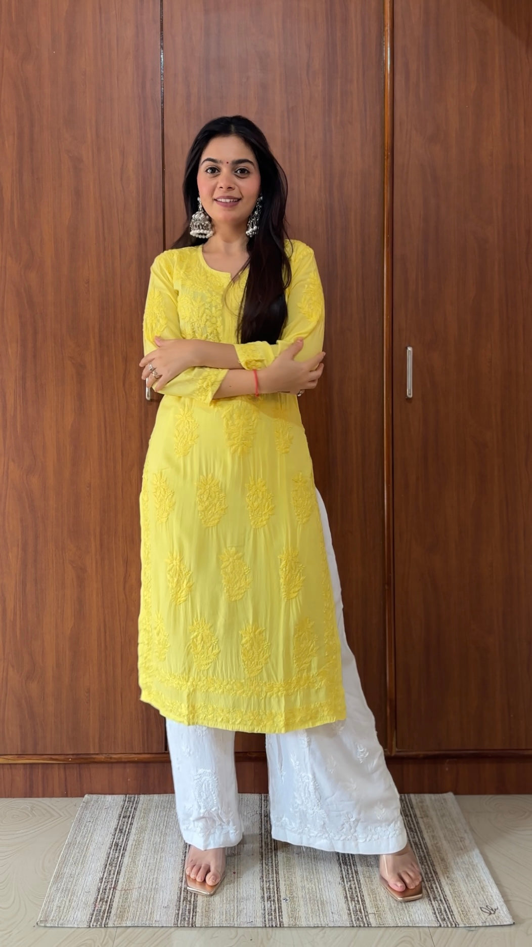 Santoshi Megharaj in Soft Cotton Kurta With Chikankari Handwork