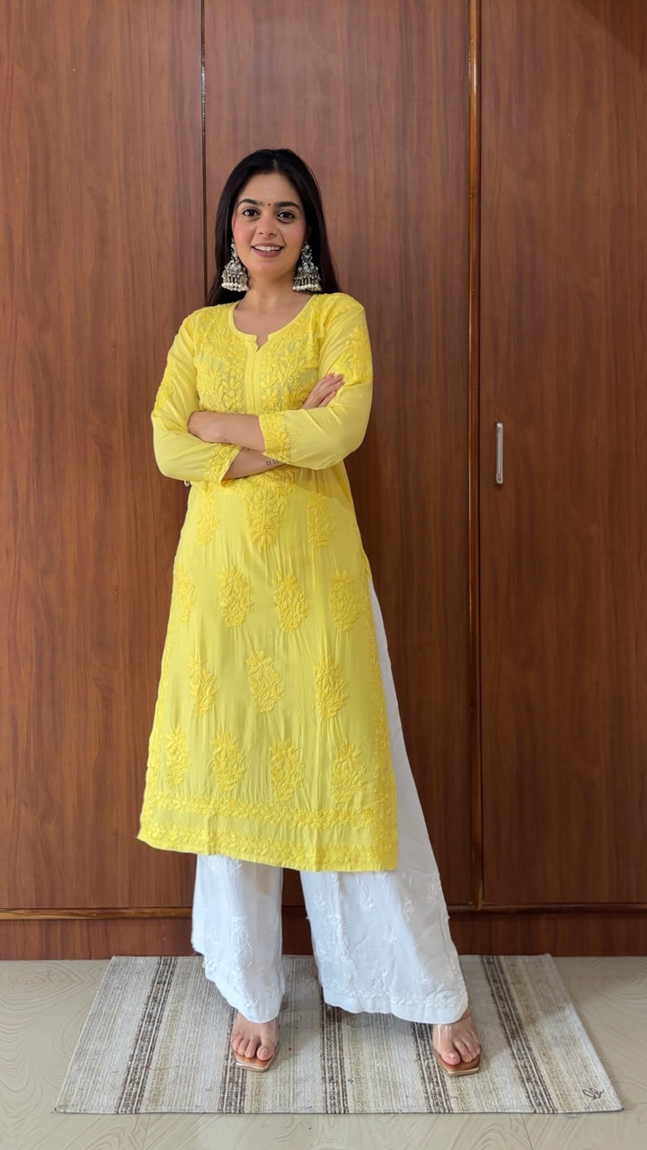 Santoshi Megharaj in Soft Cotton Kurta With Chikankari Handwork
