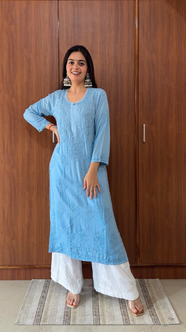 Santoshi Megharaj in Soft Cotton Kurta With Chikankari Handwork
