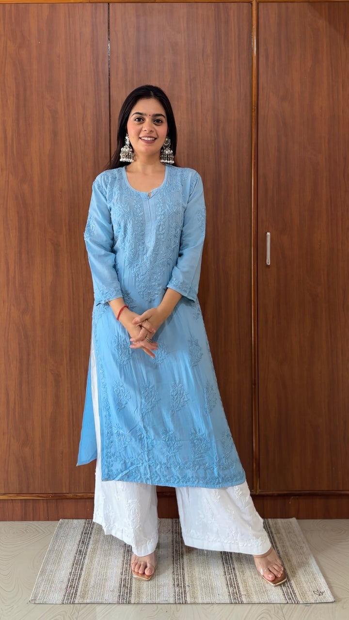 Santoshi Megharaj in Soft Cotton Kurta With Chikankari Handwork