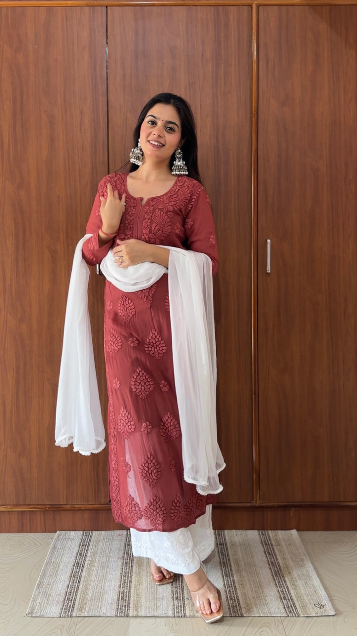 Santoshi Megharaj in Viscose Georgette Kurta With 3D Handwork