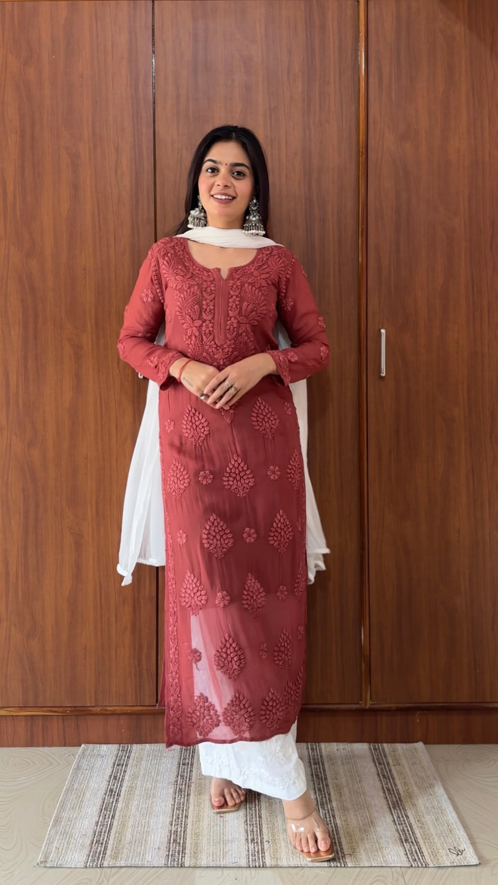 Santoshi Megharaj in Viscose Georgette Kurta With 3D Handwork