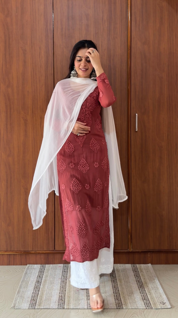 Santoshi Megharaj in Viscose Georgette Kurta With 3D Handwork