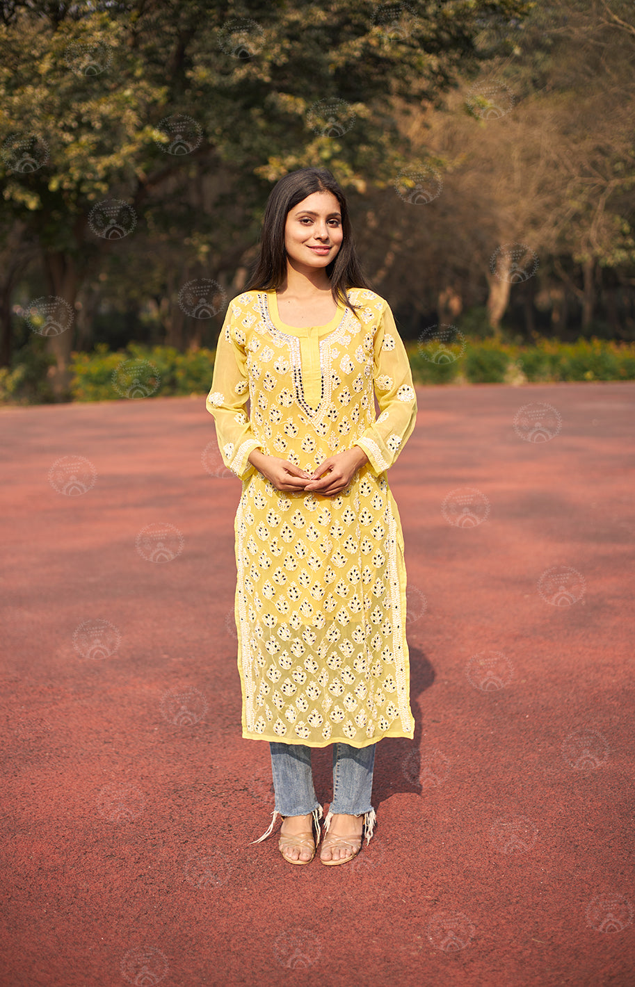 Georgette Booti Jaal Mirror Kurta