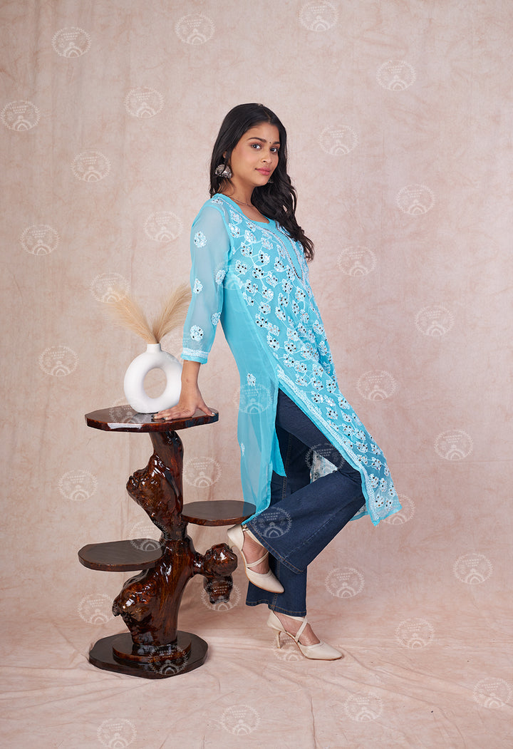 Georgette Booti Jaal Mirror Kurta