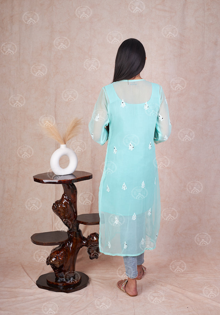 Georgette Booti Jaal Mirror Kurta