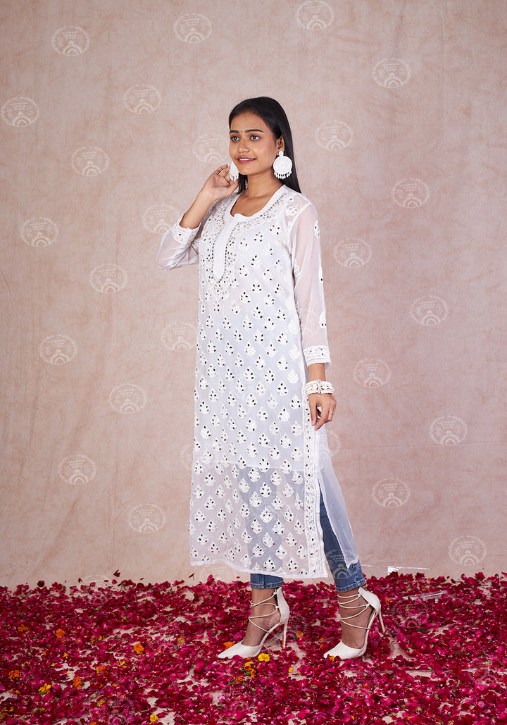 Georgette Booti Jaal Mirror Kurta