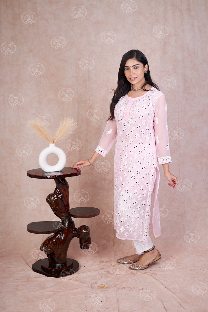 Georgette Booti Jaal Mirror Kurta