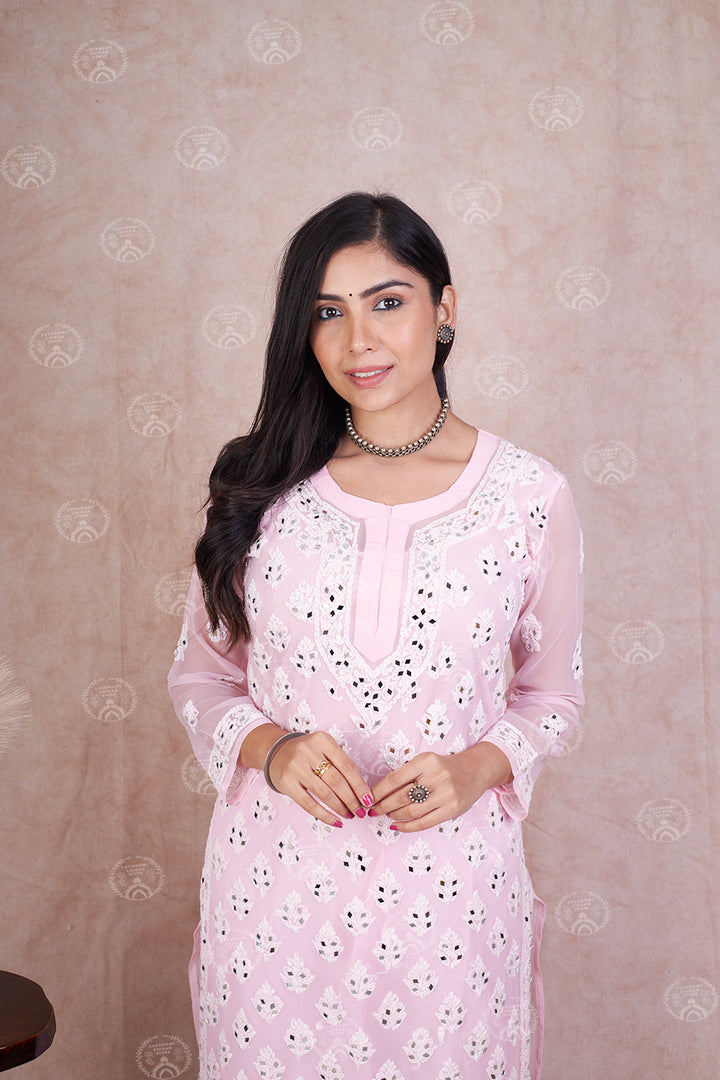 Georgette Booti Jaal Mirror Kurta