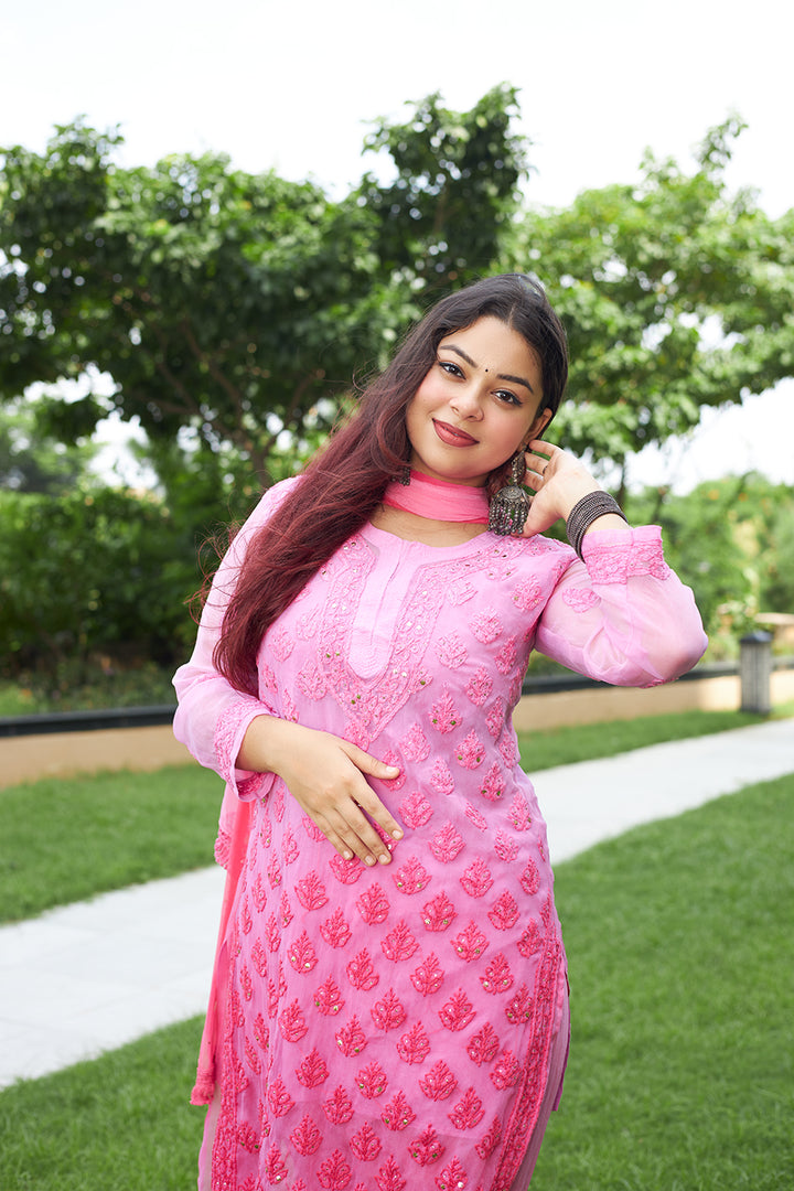 LCS Ombre Pink Mukaish Set