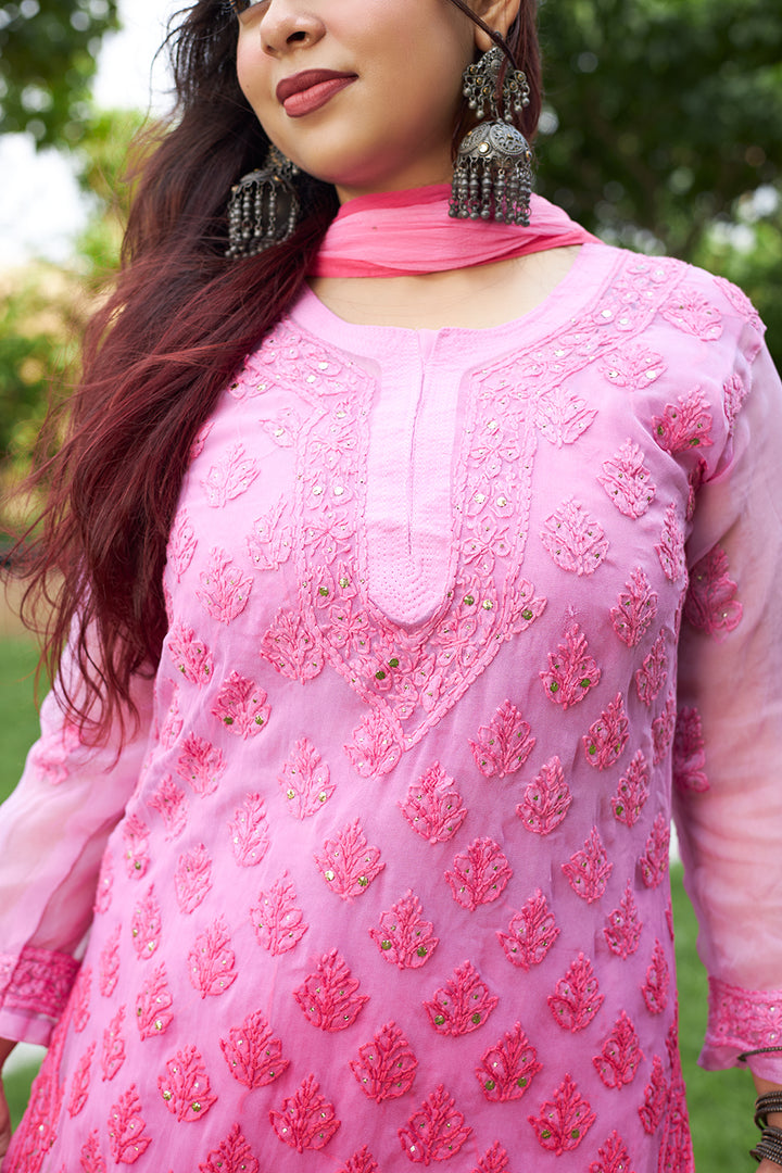 LCS Ombre Pink Mukaish Set