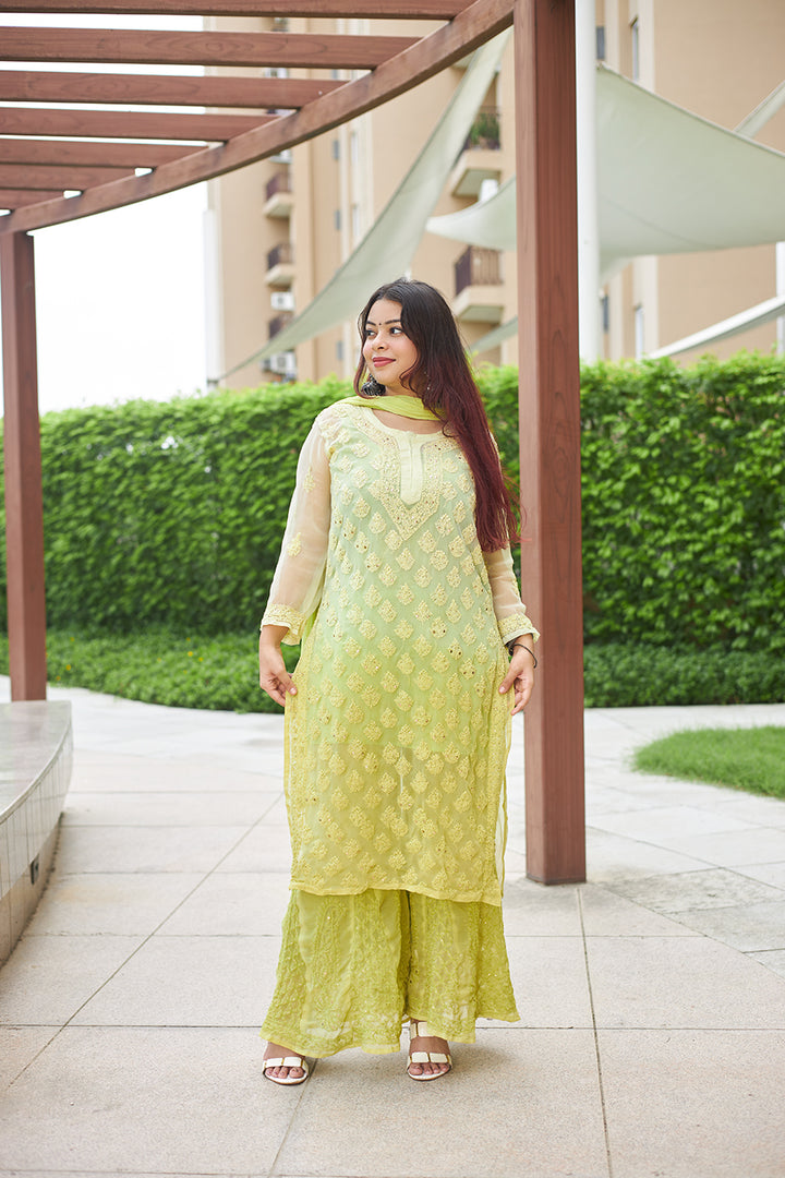 LCS Ombre Green Mukaish Set