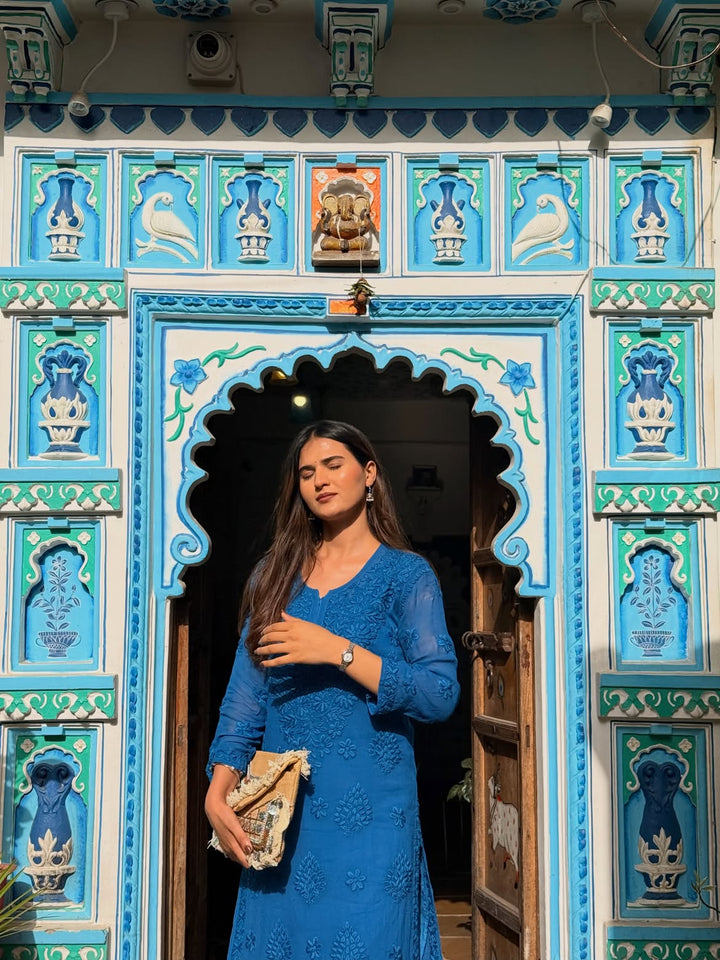Viscose Georgette Kurta With 3D Handwork