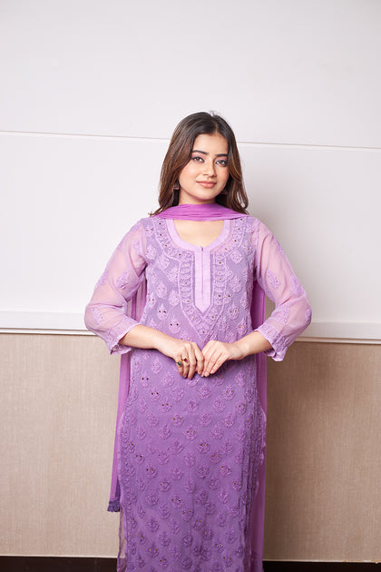 lucknowi chikan long kurta