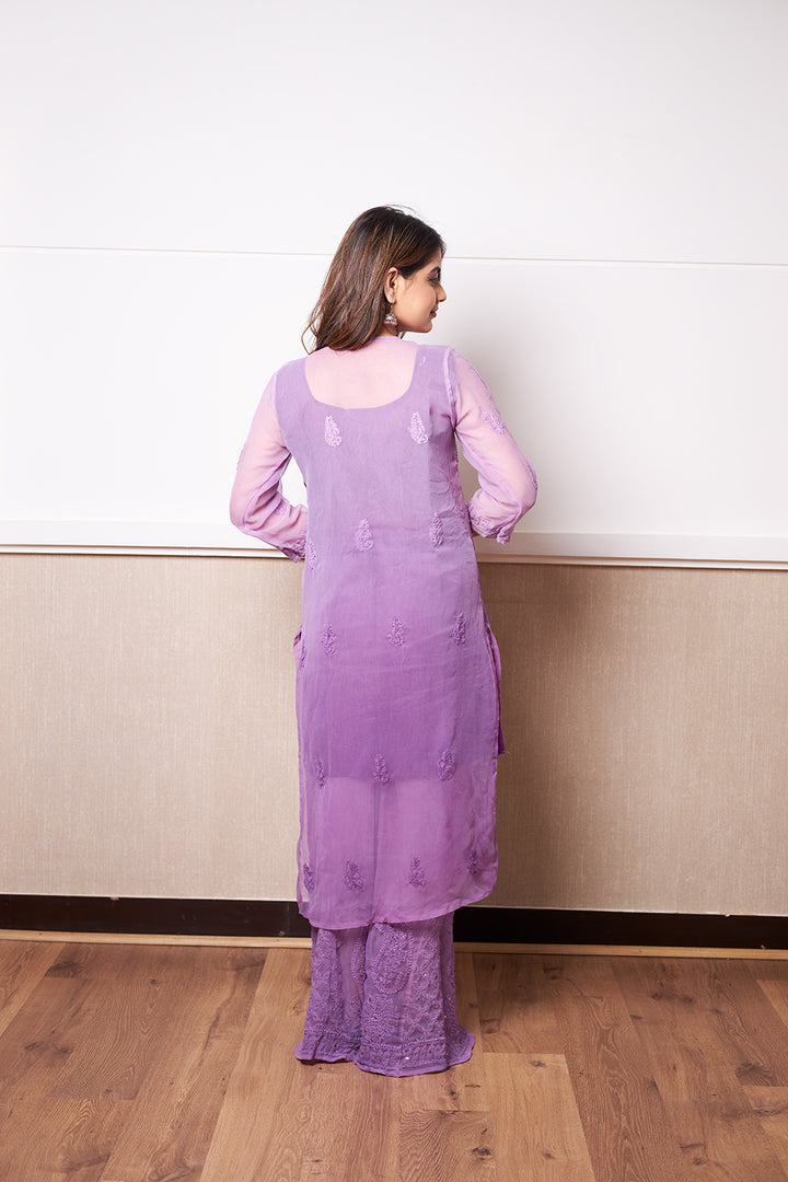 lucknowi chikankari kurti set