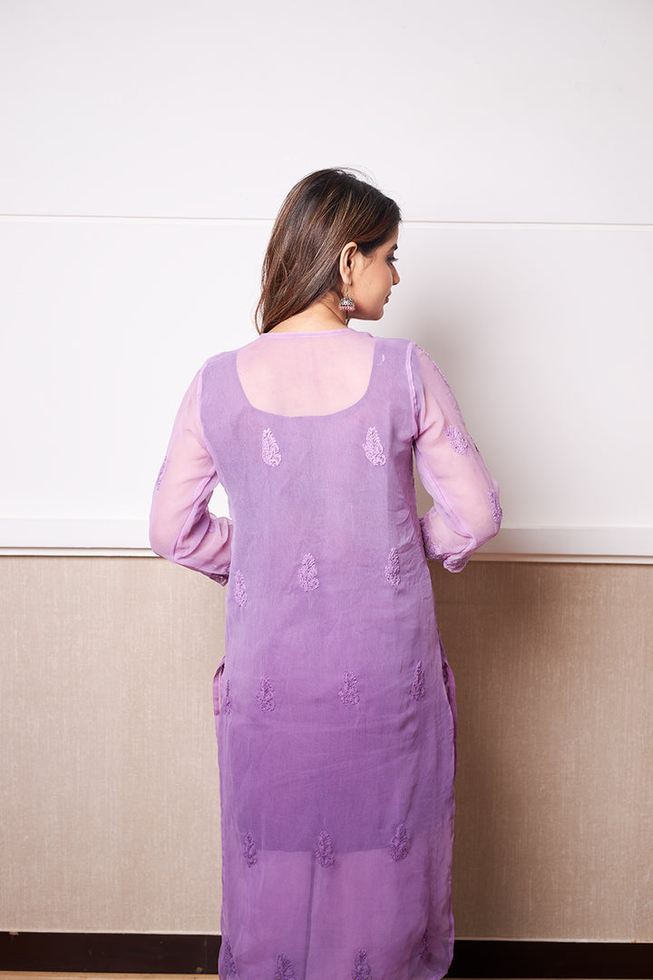 lucknowi chikankari kurti set