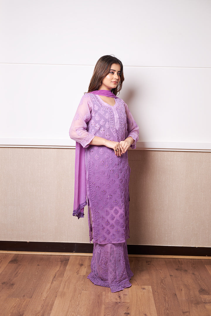 lucknowi chikankari kurti set