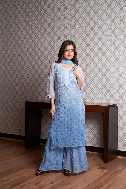lucknowi chikan long kurta