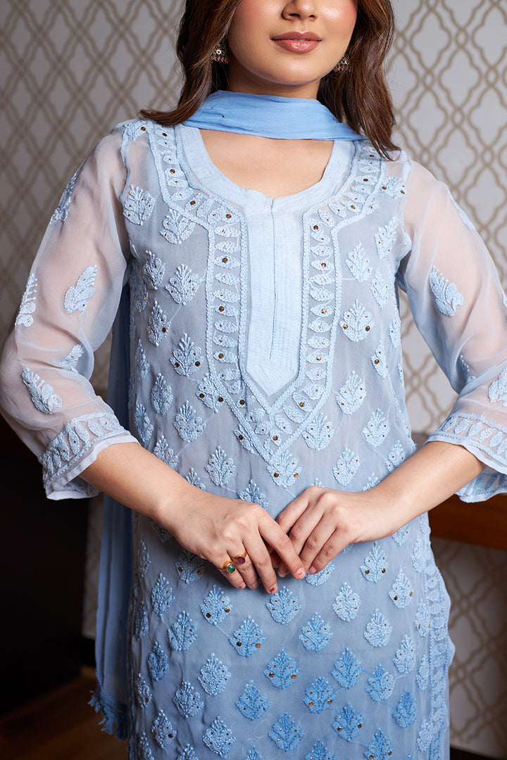 lucknowi chikan long kurta