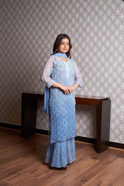 lucknowi chikan long kurta